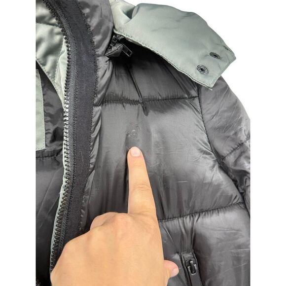 Zara Puffer Coat Winter Hooded Jacket Black Gray Green Womens Small - Picture 5 of 8